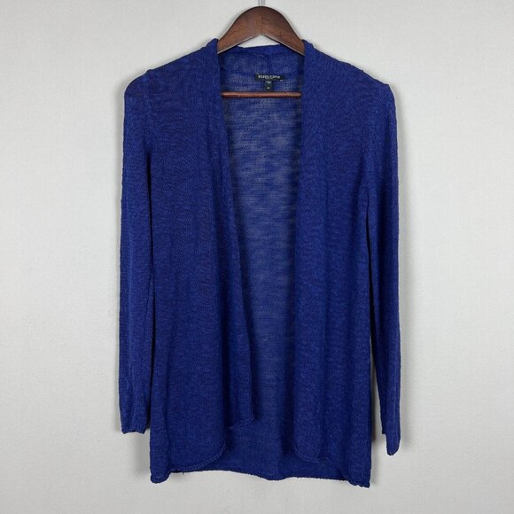 Eileen Fisher Cardigan Sweater PP Petite Purple Linen Cotton Open Knit Coastal - Picture 11 of 11